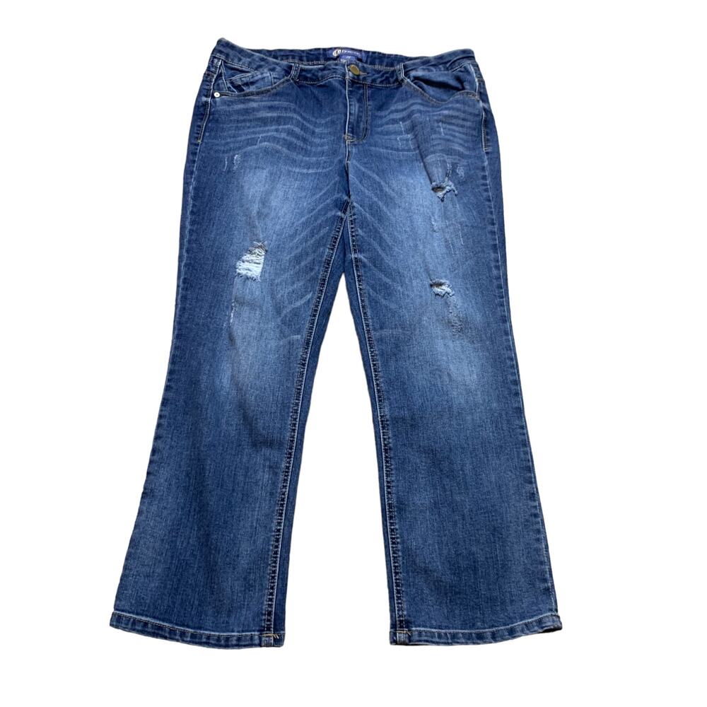 Democracy Distressed Flex Straight Leg Denim Jeans Casual Comfy Size 12